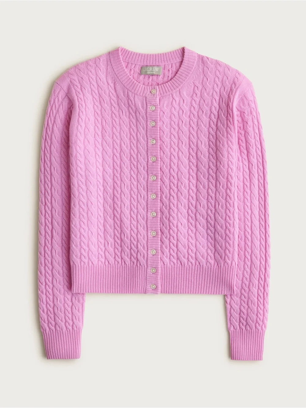 J. Crew Perfect cashmere cable-knit cardigan in Pink Size Small NWT